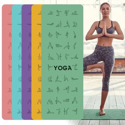 ioga Mat Position Line For Beginner do deslizamento de 1830*610*6mm EVA Yoga Pose Mat Non